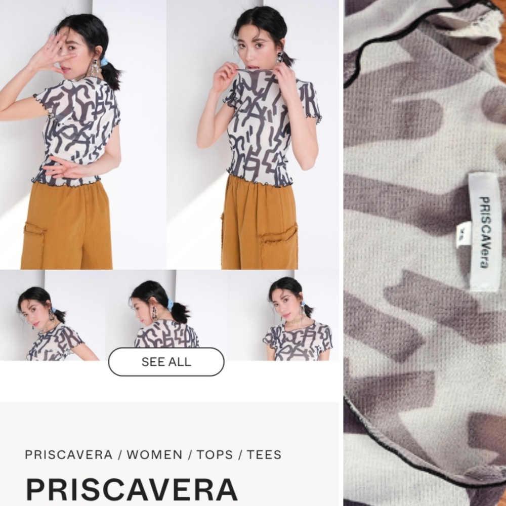 Nwot priscavera Ssense Sheer Minimalist Black & White T Shirt Xs S - Picture 3 of 5